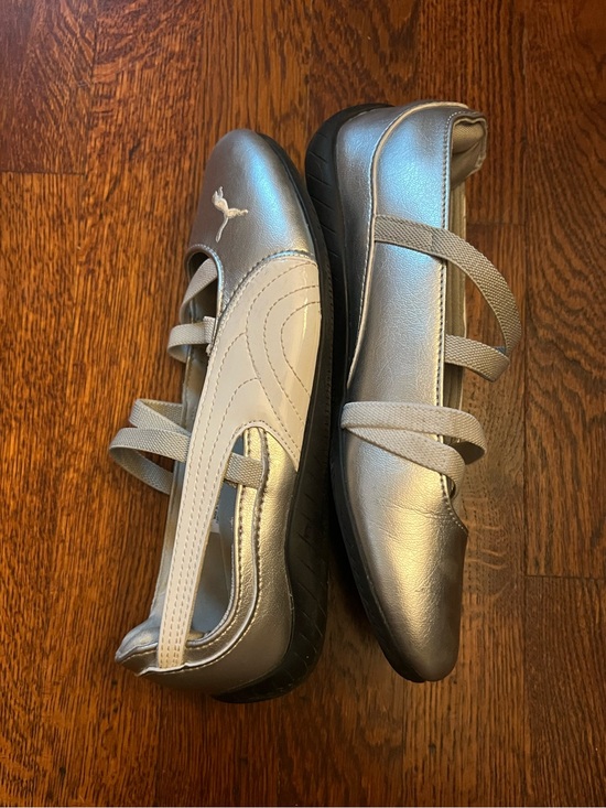 Puma Shoes - Puma Metallic Silver Slip-On Ballet Flats